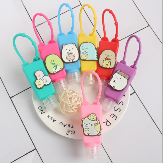 READY Botol Hand Sanitizer Bentuk Trapesium Motif Gantungan Tas Koper Medis Silicone Medis