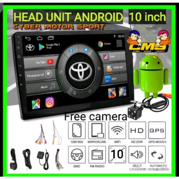 Head Unit Android 10 inch. double din Android. Player lcd 10inch.