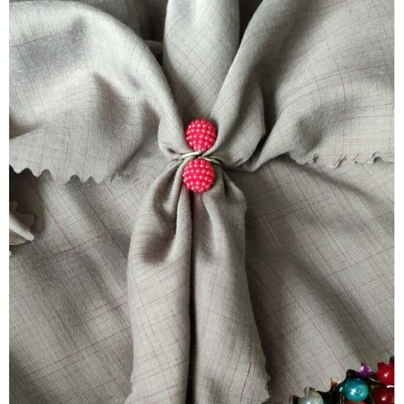 Ring Jilbab Warna Warni Terbaru Bunga Mutiara Durian Ring Stainless / Cincin Jilbab / Kolong Hijab