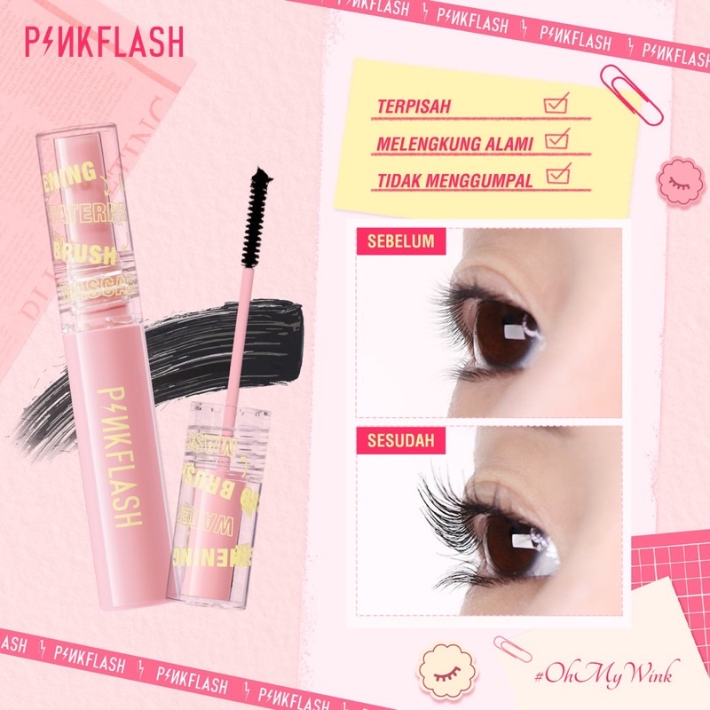 PINKFLASH OhMyWink Length Curled Maskara Ultrathin Fibre Waterproof Limitless Eyelash Skinny Mascara Pink Flash