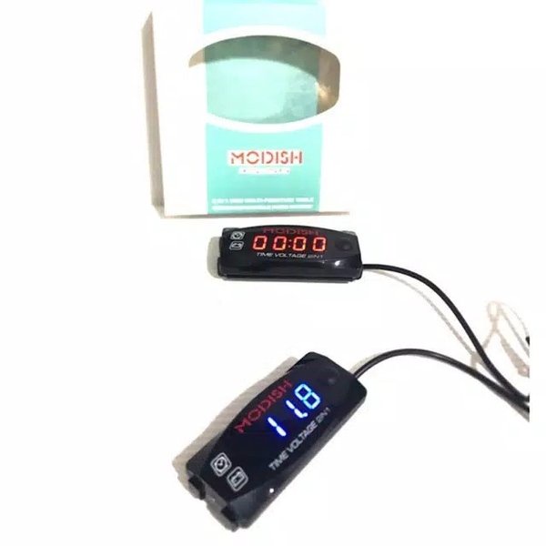Voltmeter aki dan jam digital motor 2 in 1 waterproof