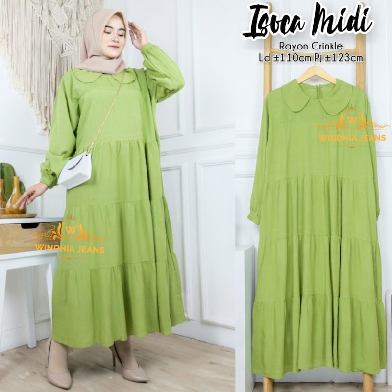 Isoca Raisa Midi Dress Wanita Rayon Cringkle Jumbo Big Size