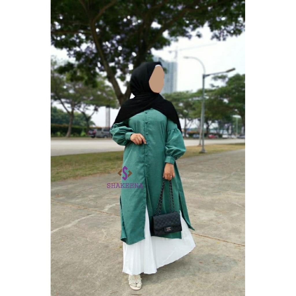 Long Tunik Katun Madinah / Tunik Panjang / Tunik Belah Pinggir / Tunik Tangan Balon