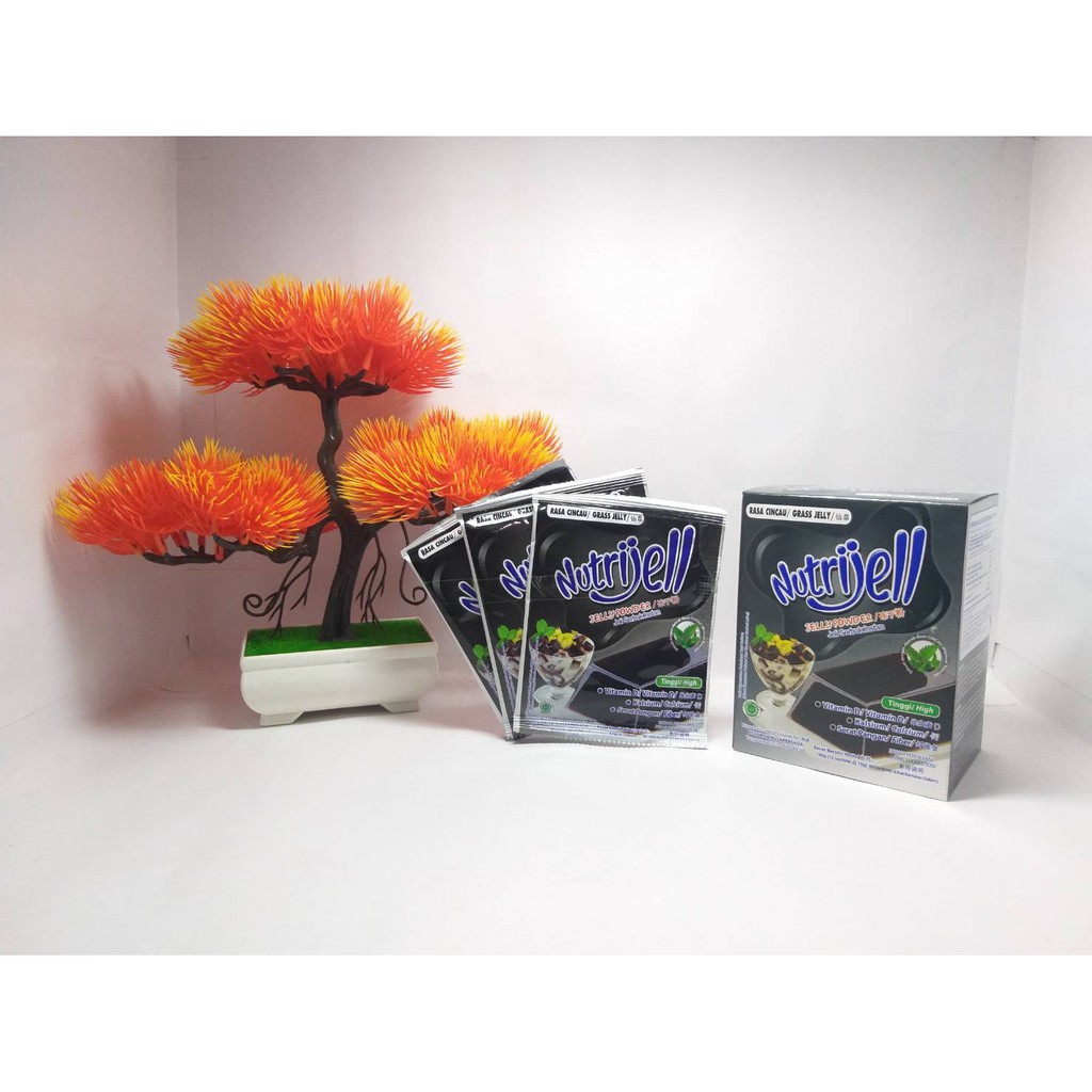 Nutrijell Cincau 15gr Agar-Agar 1 Box Isi 12 Pcs Nutrijel Rasa Cincau Grass Jelly Powder Ekonomis