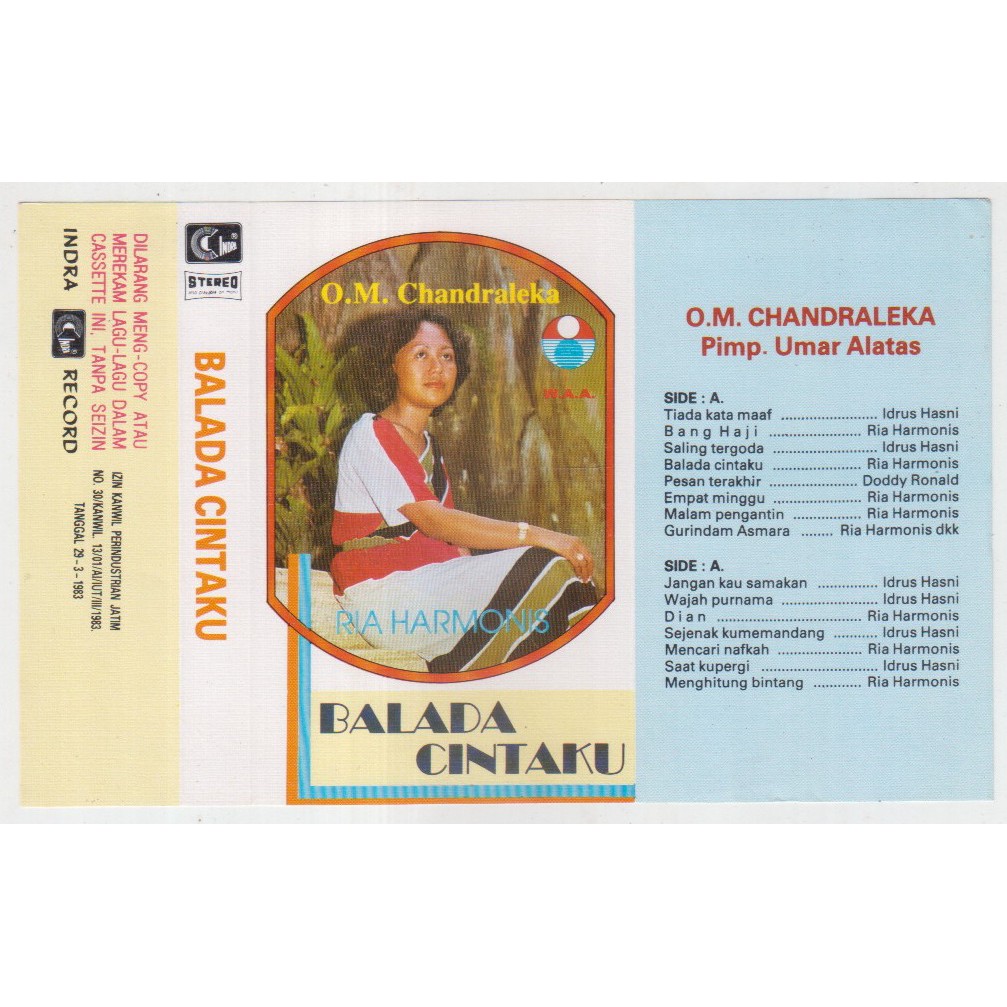COVER SAMPUL KASET ORKES MELAYU CHANDRALEKA - BALADA CINTAKU