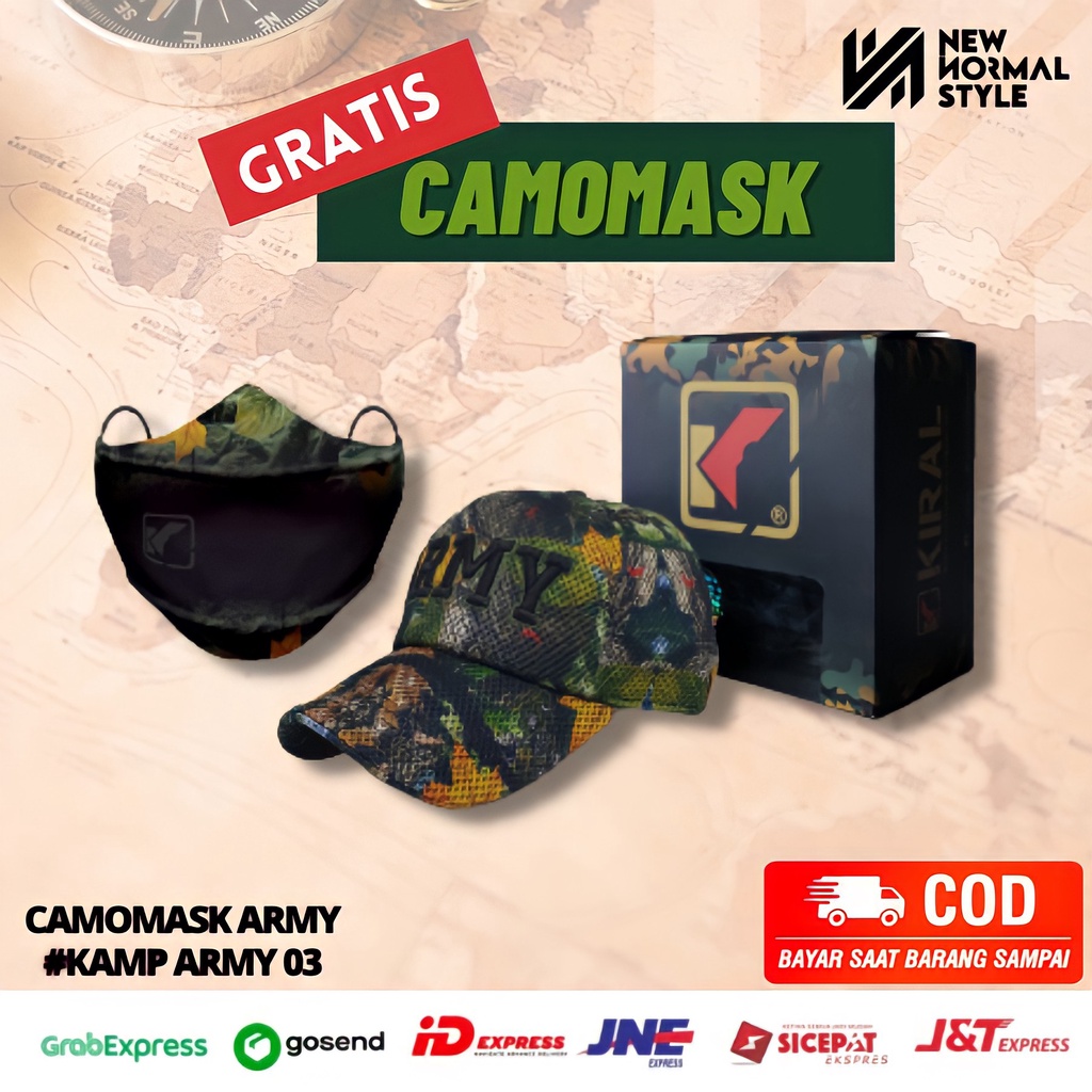 Topi Pria Distro Baseball Jaring Tactical Komando Pria Wanita Cowok Kekinian Original Keren Dewasa Murah CAMOMASK ARMY SERIES