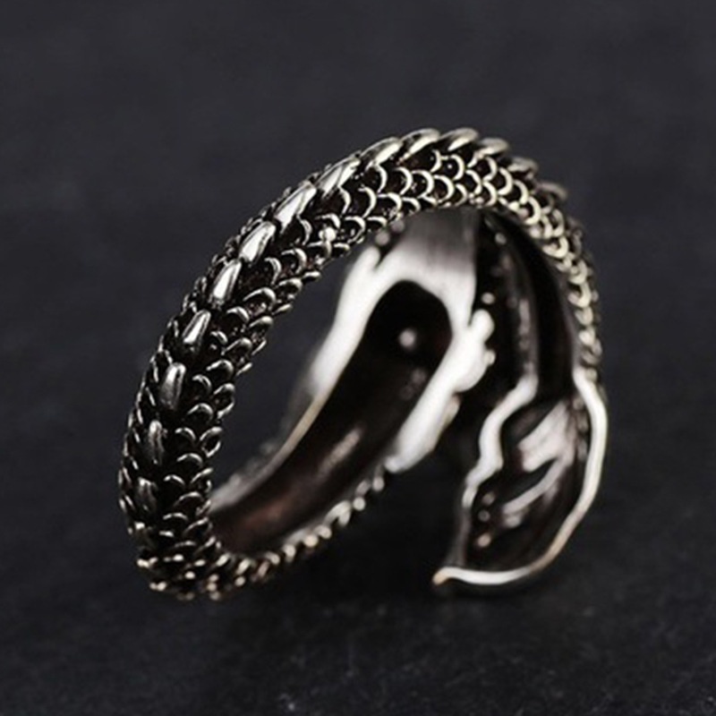 Cincin Model Terbuka Bahan Stainless Steel Warna Silver Gaya Retro Untuk Pria Dan Wanita