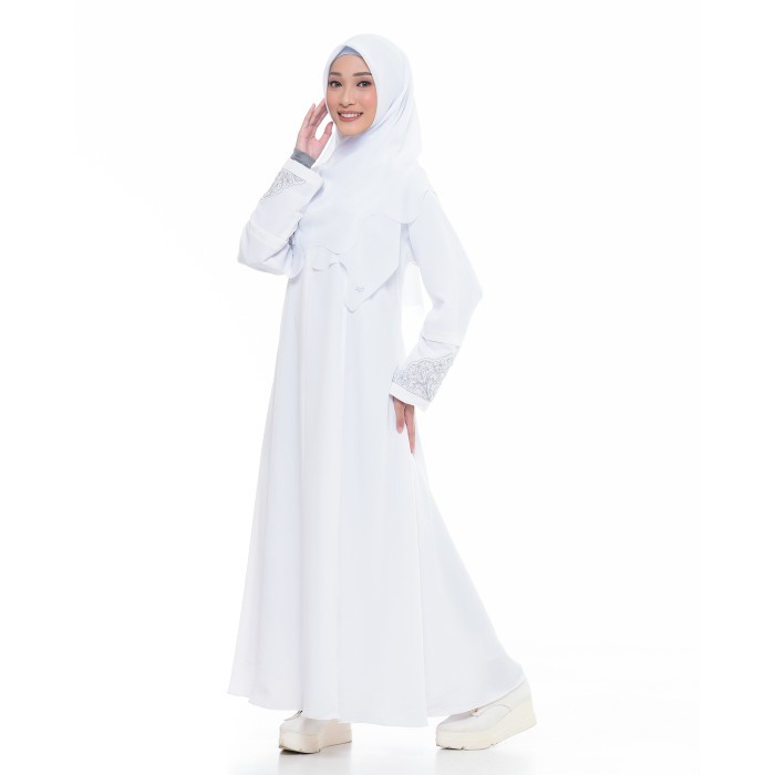 PREMIUM RABBANI - GAMIS MUSLIM WANITA SAMAIRA - PUTIH, M