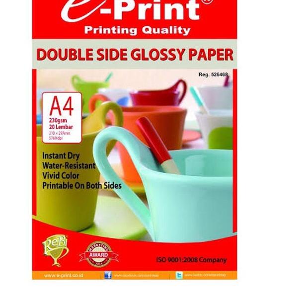 

➴ E-print double side glossy paper 230gsm/20 lembar kertas foto dua sisi ♟