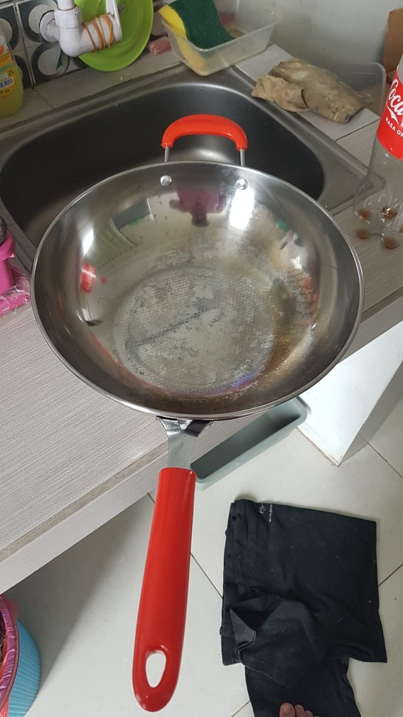 Gm Bear Wajan Wok Stainless Steel 32cm 1297 - Wajan Penggorengan Teflon Wok 32cm