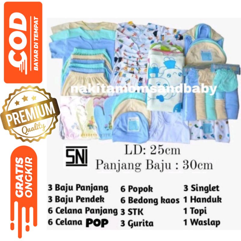 Paket Hemat Platinum Perlengkapan Baju bayi celana kado sarung tangan kaki popok gurita waslap handuk topi newborn  SNI 42pcs promo 8.8