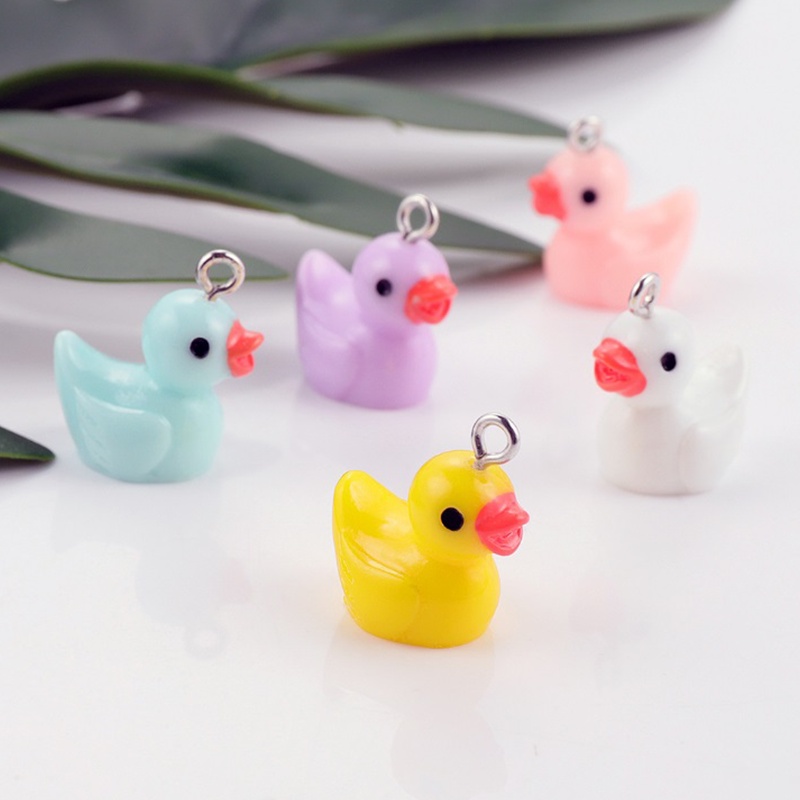 10pcs Gantungan Kunci Bentuk Hewan Bebek Bahan Resin Untuk Aksesoris Perhiasan