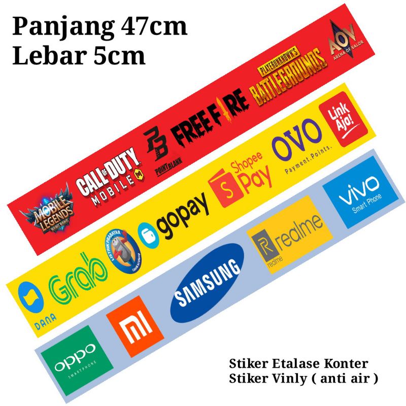 

( ISI 6PCS ) STIKER ETALASE KONTER UKURAN 5CM X 47CM