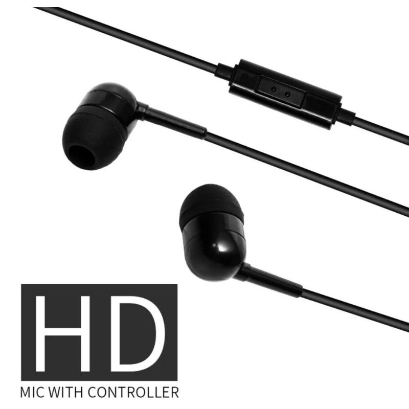 MINISO HEADSET EARPHONE KABEL DENGAN MIC MICROPHONE WARNA BLACK