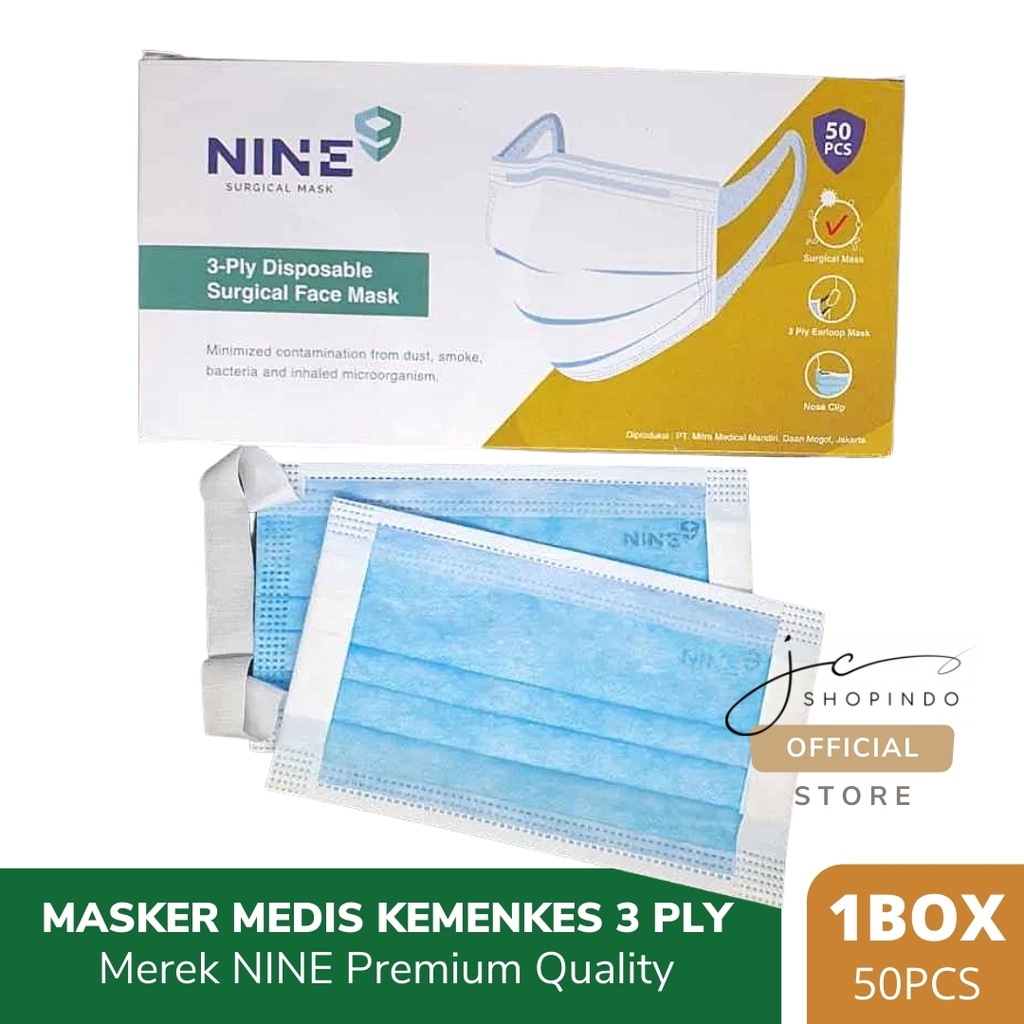 ❤️𝗝𝗖𝗦𝗛𝗢𝗣❤️ Masker Medis 3Ply Merk NINE EVO SENSI (Biru, Pink, Hijau, Orange)