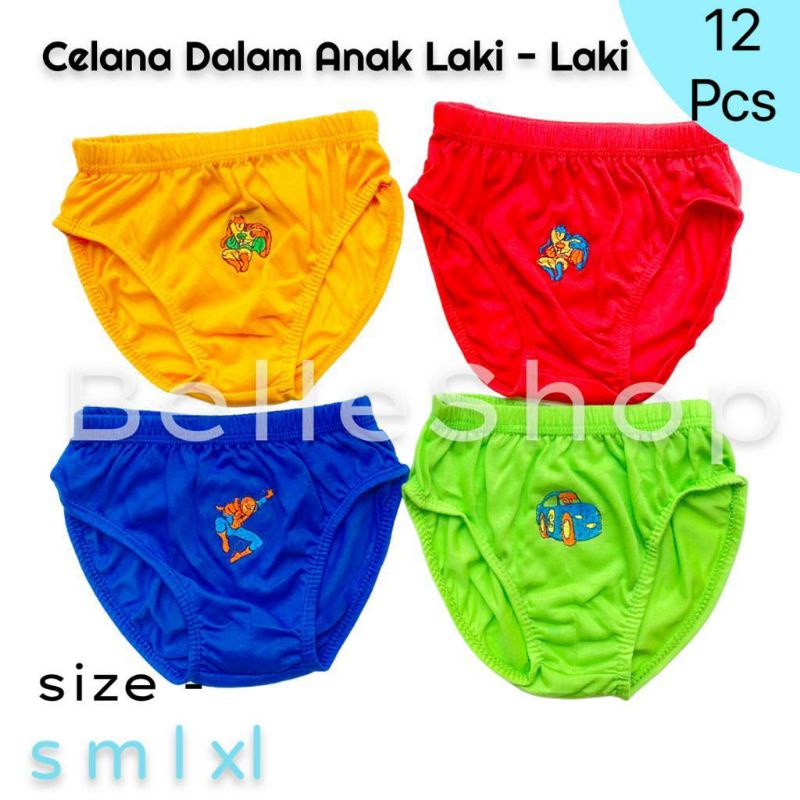 12 PCS Celana Dalam Anak Cowok Karakter Bordir Murah