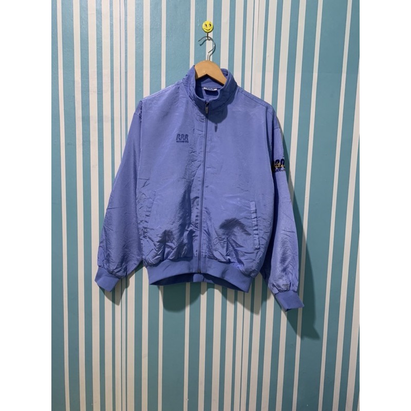 Asics Jaket Bomber jaket sepeda jaket olahraga jaket running thrift preloved second Biru