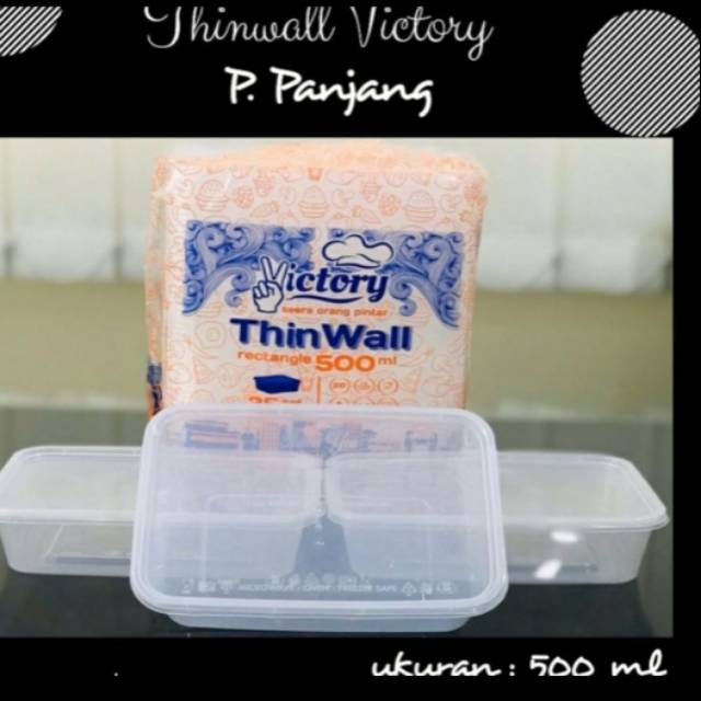 Thinwall persegi panjang(rectangle) 500ml/tempat salad/box nasi
