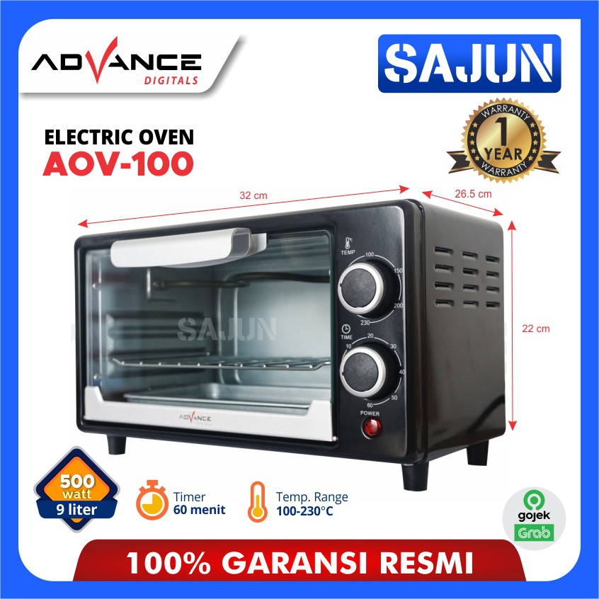 Oven Listrik Advance AOV100 Electric Oven 9 Liter 400 Watt