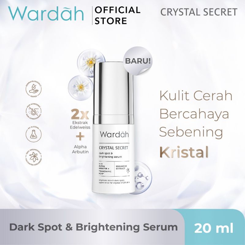 Wardah Crystal Secret Series | Brightening Day Cream | Active Night Gel | Dark Spot Brightening Serum | Exfoliating Toner | Melting Milky Cleanser | Pure Treatment Essence | Refreshing Day Gel