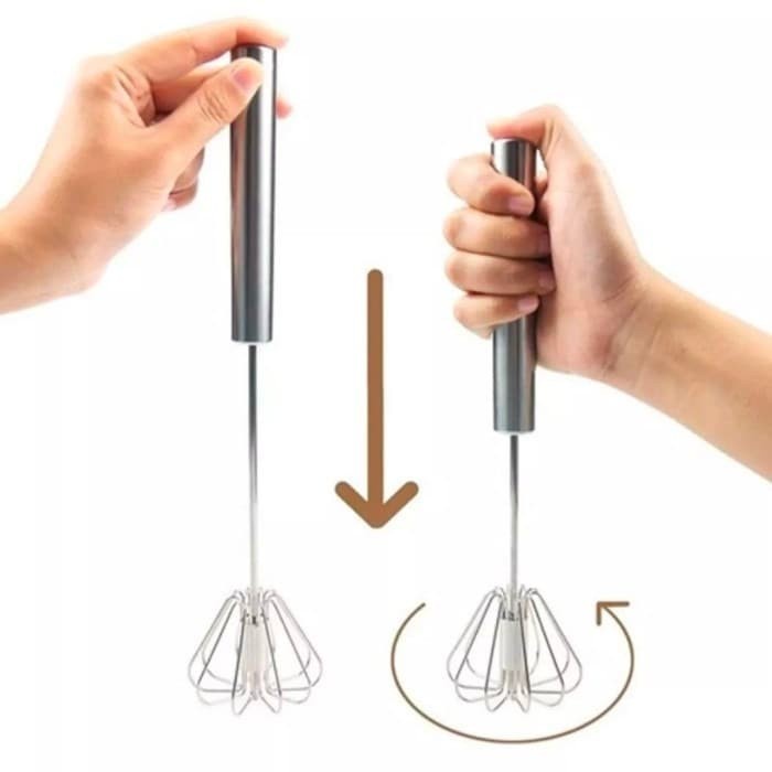 Semi Auto Ballon Egg Whisk Beater Stainless | Kocokan Telur Adonan