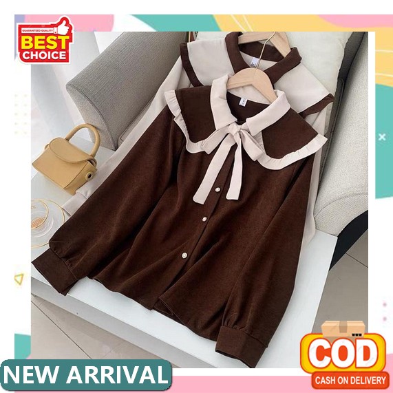 Kemeja Polos Wanita Lengan Panjang Nagita Blus Putih Dan Hitam Premium Baju Atasan Wanita Terbaru 20