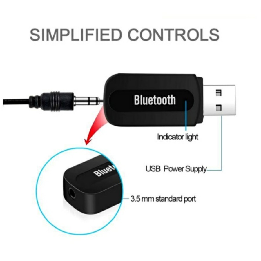 USB Bluetooth Receiver Adapter + Kabel Aux 3,5mm Jack Audio Speaker