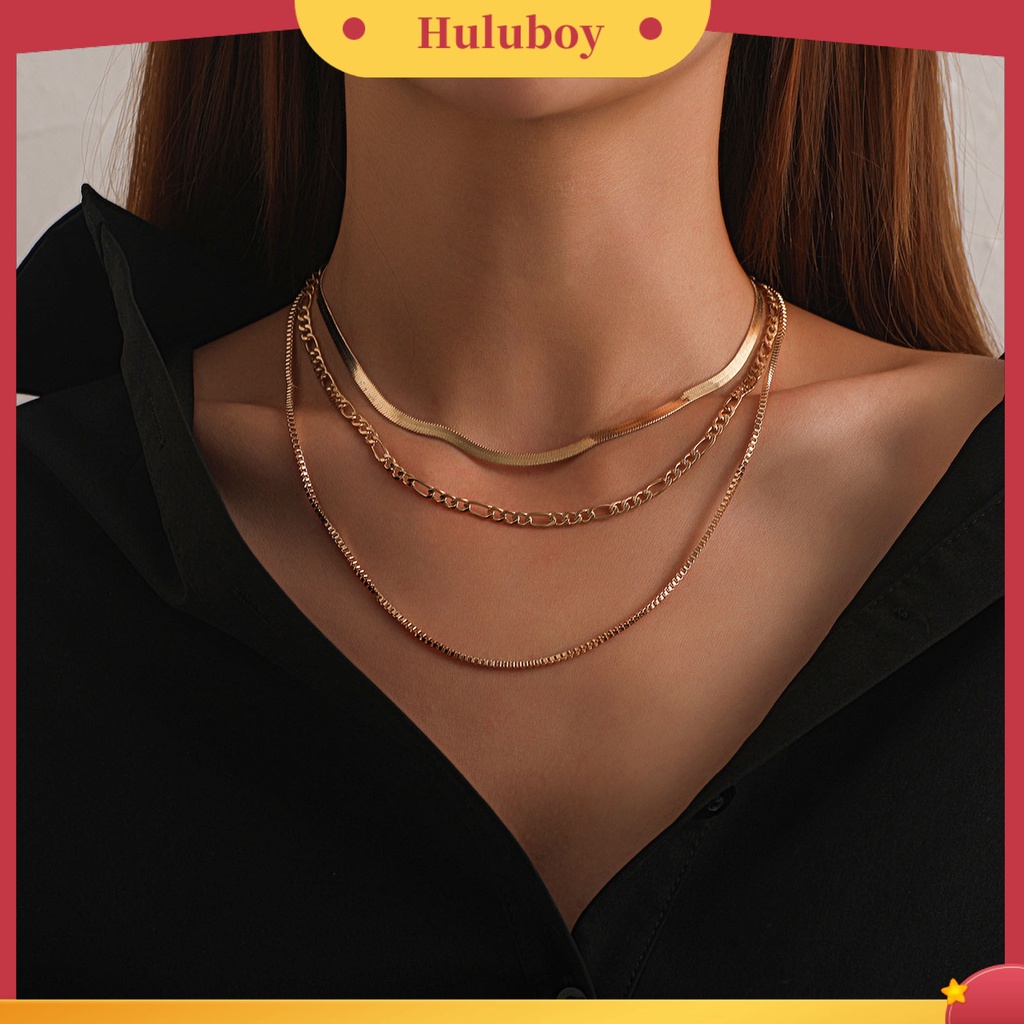 Hu Hu Hu Hu Hu Alat Bantu Pasang Kacamata♡ Kalung Choker Multilayer Gaya Punk Hip Hop Untuk Wanita