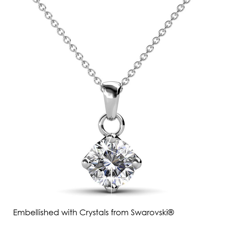 SWAROVSKI Crystal Square Necklace SILVER Kalung ORIGINAL 100%