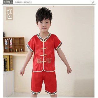 CHEONGSAM BOY BORDIR NAGA TANGAN BERMOTIF QIPAO ANAK LAKI RED DRAGON