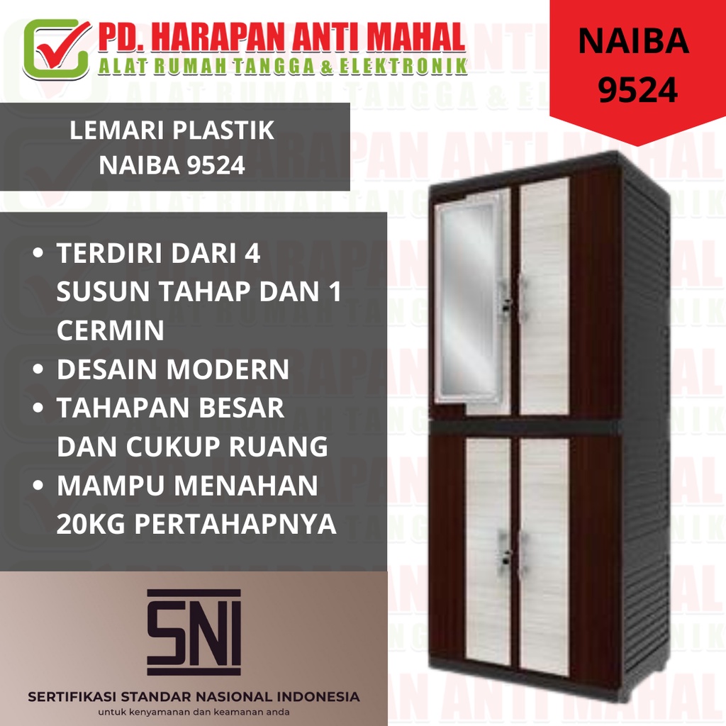 LEMARI PLASTIK NAIBA 9524/ LEMARI BAJU NAIBA 9524/ LEMARI PAKAIAN NAIBA 9524/ CABINET PLASTIK NAIBA 