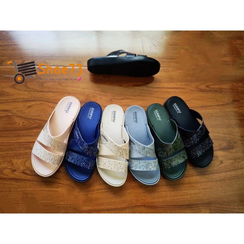 LUOFU E 7185 - E17SB6 SIZE 36-40 ORIGINAL l Sandal Selop jelly wanita l Sendal kokop cewek impor