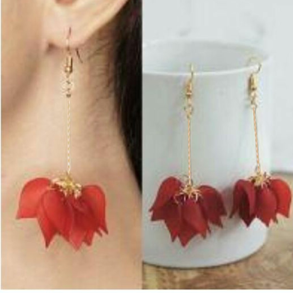 ANTING PANJANG HOOKS WANITA KEKINIAN STYLE KOREA  MODEL DAUN MISS 10