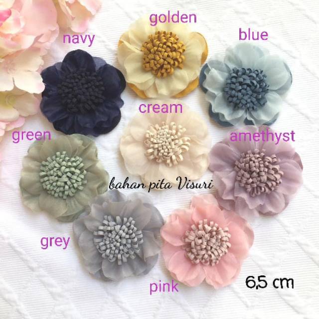 Bunga Dua Bahan Fabric Putik Suwir 6,5 cm