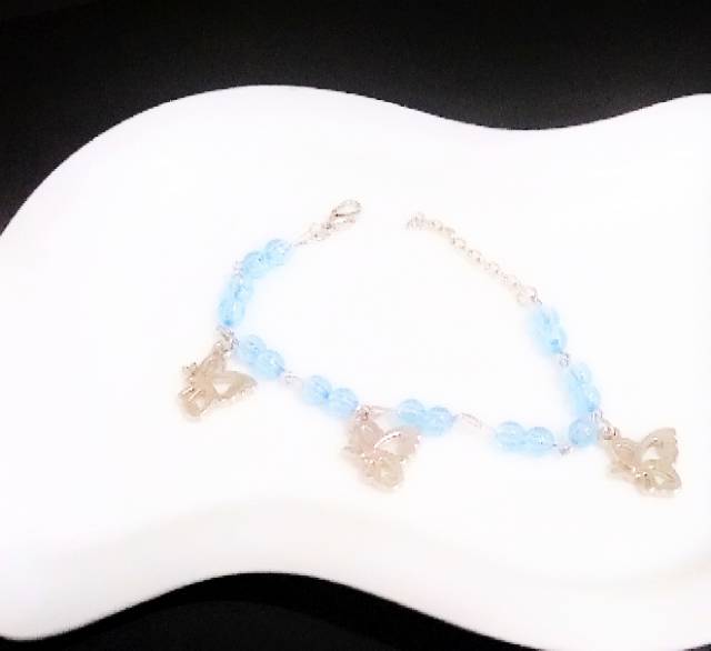 Gelang stainless butterfly blue