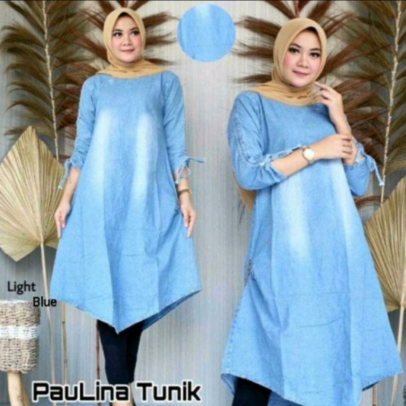 Paulina Tunik . Tunik Jeans Denim Murah