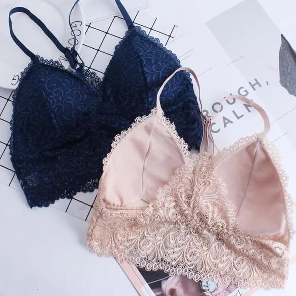 Bralette lace bra brokat renda bunga transparan sexy wanita