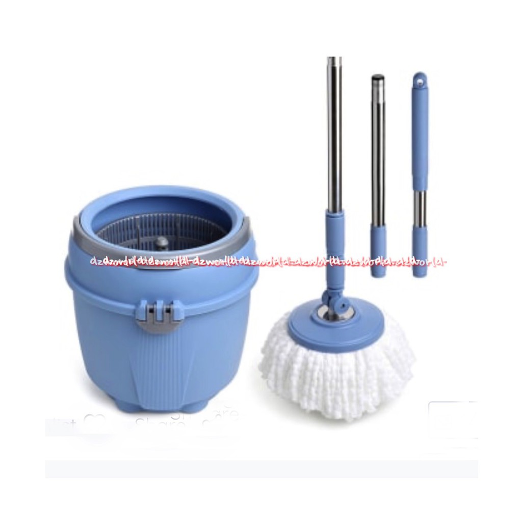 Twister Compact Alat Pel Putar praktis Tatay Ngepel Tanpa Injakan ember Putar Mop Alat Ngepel Lantai Warna Biru