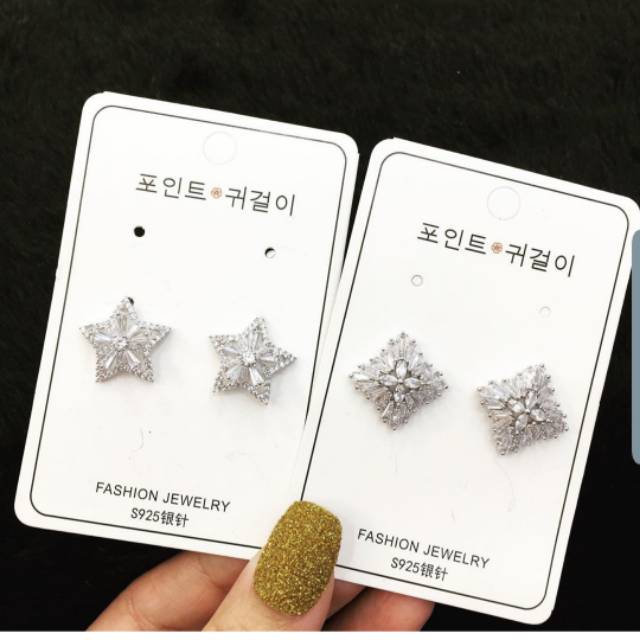 Anting Silver925 Full mata anting silver Anti Karat anti alergi anting premium berlian kilap 083