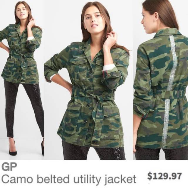 Gap Jaket camo belted utility Original