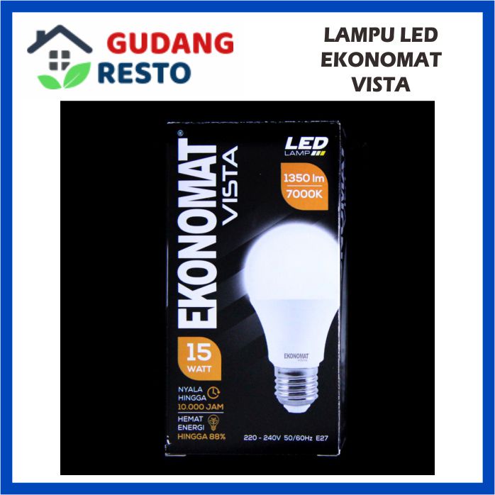 15W LAMPU EKONOMAT VISTA BOHLAM LED 15 W WATT 1350LM PUTIH 7000K BULB BOLA LAMPU TERANG MURAH