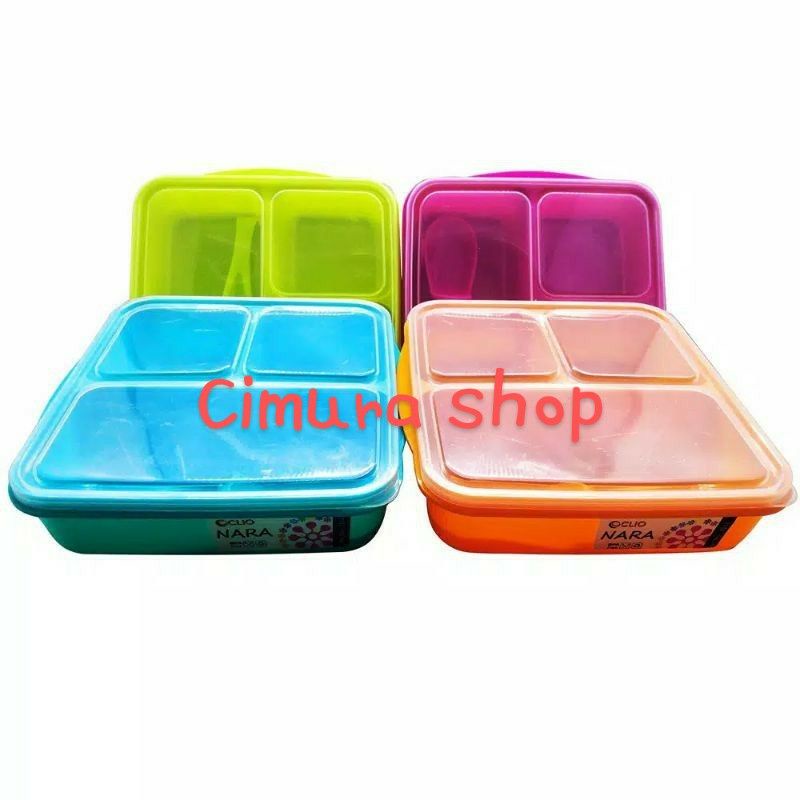 Tempat makan clio nara/kotak makan clio nara/tempat bekal clio nara+sendok /temat bekal kantor/tempa