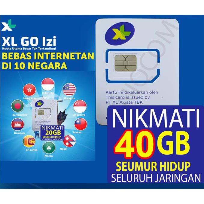 Kartu Perdana XL GO IZI 25GB 3G 4G MV003 E5573 E5576 E5577 HKM001 M21 M22