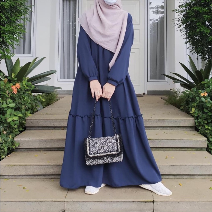 JOVINNA MAXI GAMIS JUMBO UKURAN S M L XL XXL XXXL 5L BIG SIZE-Navy