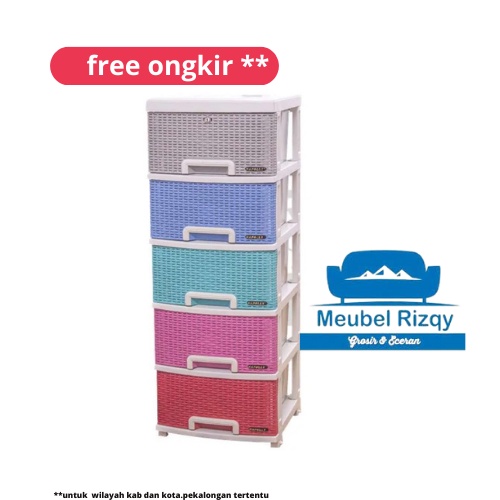 LEMARI PLASTIK NAPOLLY ROTAN /LEMARI PLASTIK LACI SERBA GUNA/LEMARI PLASTIK LACI NAPPOLY SUSUN 4 /LE