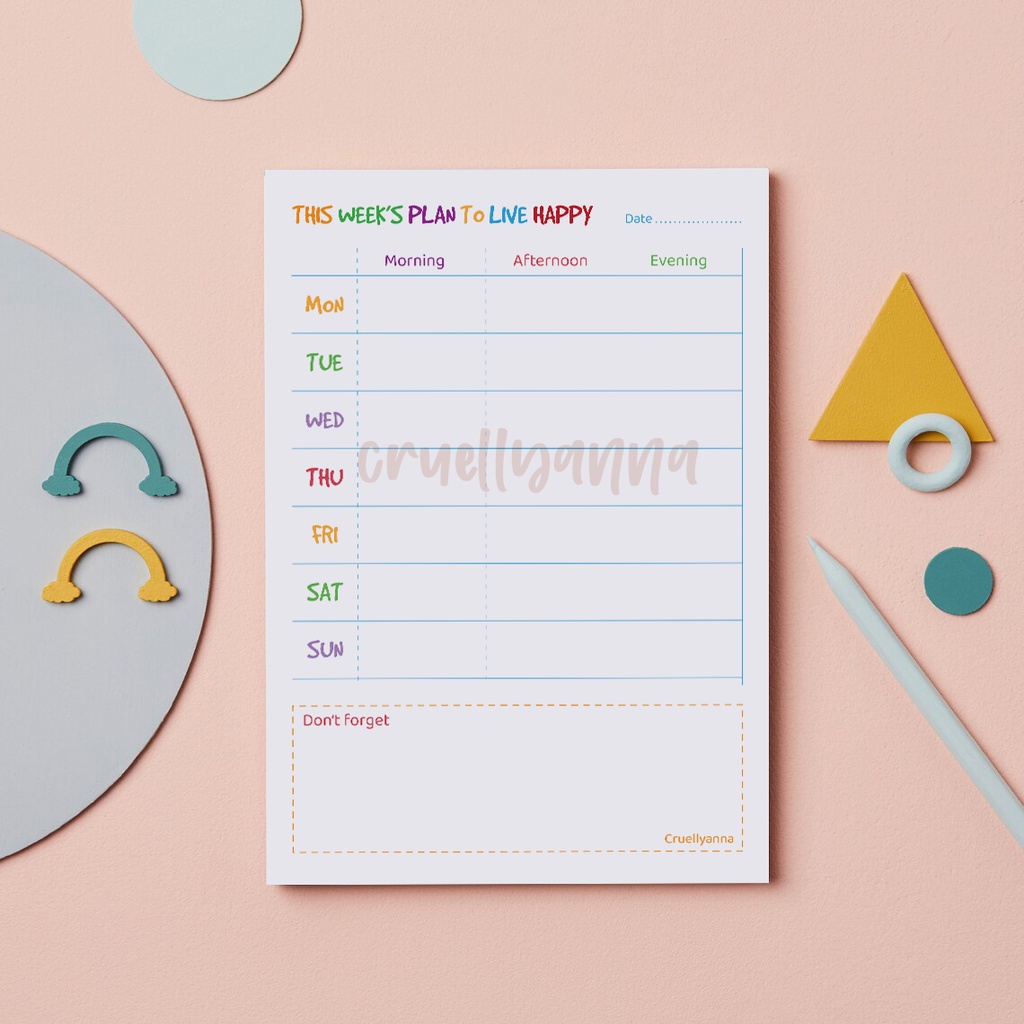 

[cruell] Live Happy Weekly Planner Notepad – Weekly Planner – To Do List Notepad – Planner Pad – Happy Living - 026