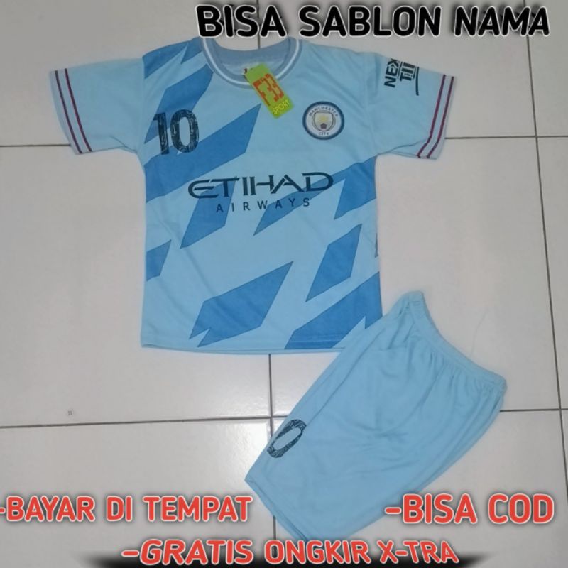 SETELAN BAJU JERSEY BOLA BAJU MAN CITY TERBARU PAKAIAN OLAHRAGA ANAK LAKI LAKI