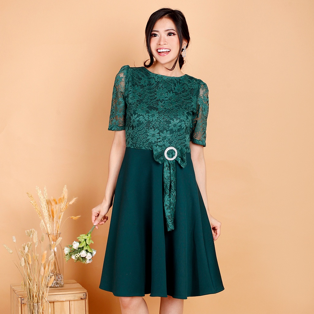 Kathryn collection # 117,  Dres rok mekar scuba import premium kombinasi brukat gliter