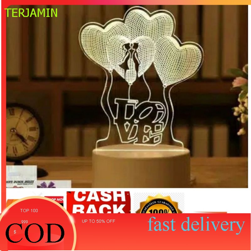 Lampu Hias 3d Motif Love Balon dekorasi Kamar soopemall