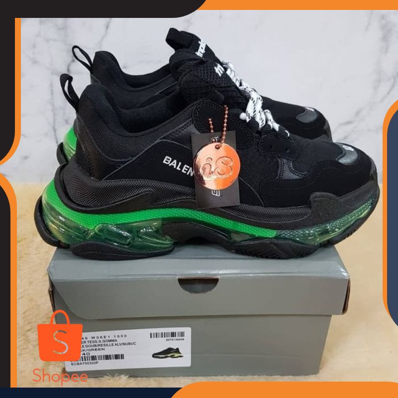 SEPATU BAGUS Sepatu Balenciaga Tripel S Clear Black Neon Green Premium Original IMPORT 444